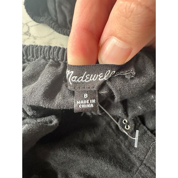 Madewell Margie Mini Dress Button Front Black Linen Blend Size 8 - Picture 6 of 7